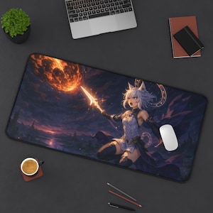 Y'shtola, tapis de bureau de jeu, design Final Fantasy XIV, tapis de jeu pour JCC, cadeau de fan FFXIV, grand tapis de souris, tapis de cartes de jeu