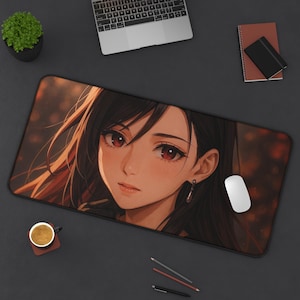 Tifa, alfombrilla de escritorio para juegos, diseño de Final Fantasy 7, tapete para TCG, regalo para fans de FFVII, alfombrilla grande para ratón, tapete para tarjetas de juego
