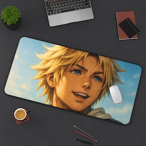 Tidus, alfombrilla de escritorio para juegos, diseño de Final Fantasy X, tapete para TCG, regalo para fans de FFX, alfombrilla grande para ratón, tapete para tarjetas de juego