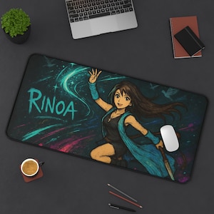 Rinoa, alfombrilla de escritorio para juegos, diseño de Final Fantasy 8, tapete para TCG, regalo para fans de FFVIII, alfombrilla grande para ratón, tapete para cartas de juego