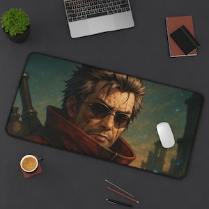 Auron, alfombrilla de escritorio para juegos, diseño de Final Fantasy X, tapete para TCG, regalo para fans de FFX, alfombrilla grande para ratón, tapete para tarjetas de juego