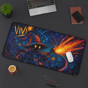 Vivi, alfombrilla de escritorio para juegos, diseño de Final Fantasy 9, tapete para TCG, regalo para fans de FFIX, alfombrilla grande para ratón, tapete para tarjetas de juego