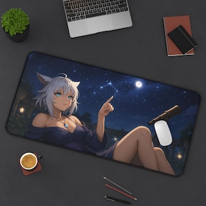 Y'shtola, tapis de bureau de jeu, design Final Fantasy XIV, tapis de jeu pour JCC, cadeau de fan FFXIV, grand tapis de souris, tapis de cartes de jeu