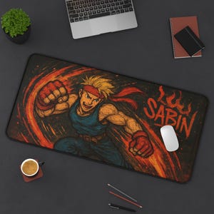 Sabin、ゲーミングデスクマット、ファイナルファンタジー6デザイン、TCG用プレイマット、FFVIファンギフト、大型マウスパッド、ゲームカードマット