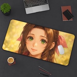 Aerith, alfombrilla de escritorio para juegos, diseño de Final Fantasy 7, tapete para TCG, regalo para fans de FFVII, alfombrilla grande para ratón, tapete para cartas de juego