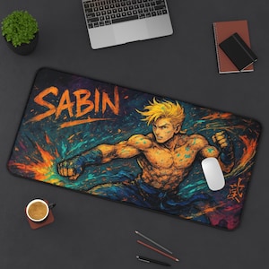 Sabin、ゲーミングデスクマット、ファイナルファンタジー6デザイン、TCG用プレイマット、FFVIファンギフト、大型マウスパッド、ゲームカードマット