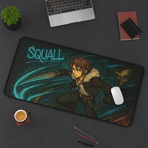 スコール、ゲーミングデスクマット、ファイナルファンタジー8デザイン、TCG用プレイマット、FFVIIIファンギフト、大型マウスパッド、ゲームカードマット