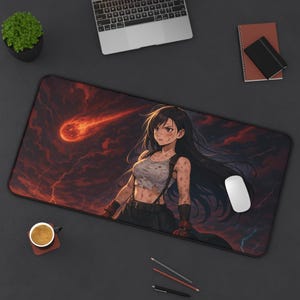 Tifa, Gaming Schreibtischmatte, Final Fantasy 7 Design, Spielmatte für TKG, Rutschfeste Schreibtischunterlage, FFVII Geschenk für Fans, Großes Mousepad, Spielkartenmatte