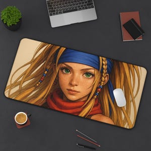 Rikku, alfombrilla de escritorio para juegos, diseño de Final Fantasy X-2, tapete para TCG, regalo para fans de FFX-2, alfombrilla grande para ratón, tapete para tarjetas de juego
