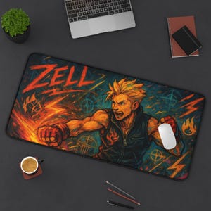 Zell, alfombrilla de escritorio para juegos, diseño de Final Fantasy 8, tapete para TCG, regalo para fans de FFVIII, alfombrilla grande para ratón, tapete para tarjetas de juego