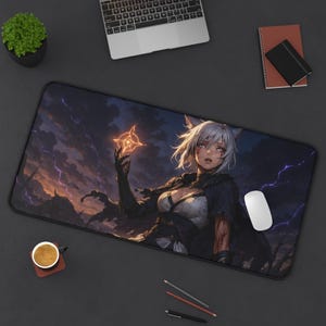 ヤ・シュトラ、ゲーミングデスクマット、ファイナルファンタジーXIVデザイン、TCG用プレイマット、FFXIVファンギフト、大型マウスパッド、ゲームカードマット