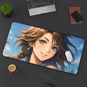 Yuna, alfombrilla de escritorio para juegos, diseño de Final Fantasy X-2, tapete para TCG, regalo para fans de FFX-2, alfombrilla grande para ratón, tapete para tarjetas de juego