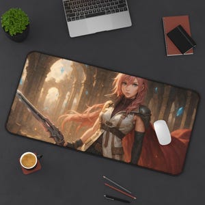 Lightning、ゲーミングデスクマット、ファイナルファンタジー13デザイン、TCG用プレイマット、FFXIIIファンギフト、大型マウスパッド、ゲームカードマット