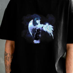 Gotik Melek Unisex T-Shirt, Mystical Angel Tee, Dark Angel Shirt, Cloudy Angel Top, Celestial Graphic Tee, Angelic Wings Shirt