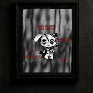 Pôster de guitarra eletrônica Dark Bunny, coelho gótico, presente para amantes da música, arte de parede, decoração de casa, impressão de arte animal exclusiva