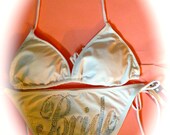Bride Rhinestone swim Bride to be bling bikini bridesmaid bikini 2 piece string bride swimsuit white bridal bikini bathing suit