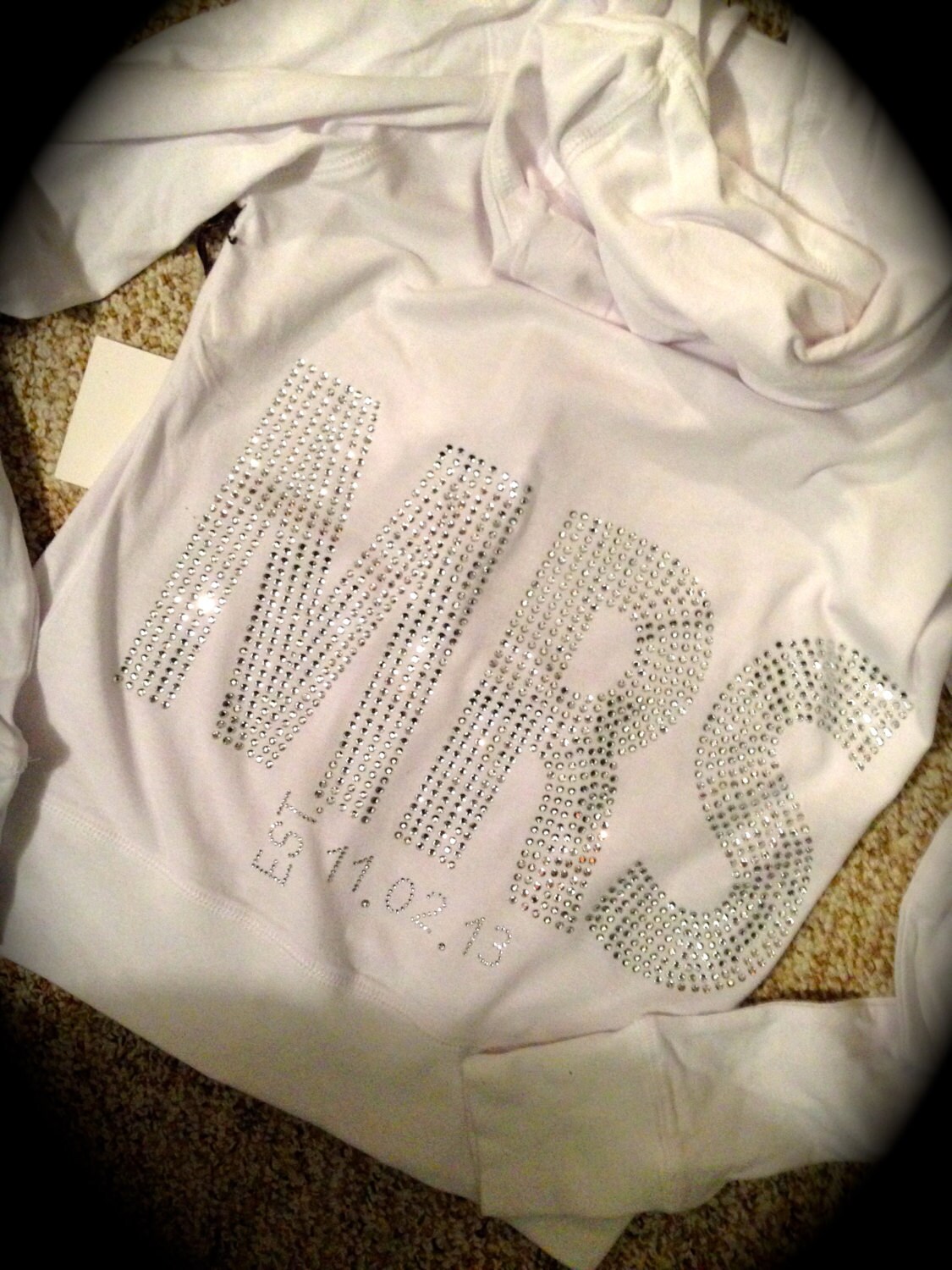 MRS zip up bling sweatshirt with CUSTOM DATE.