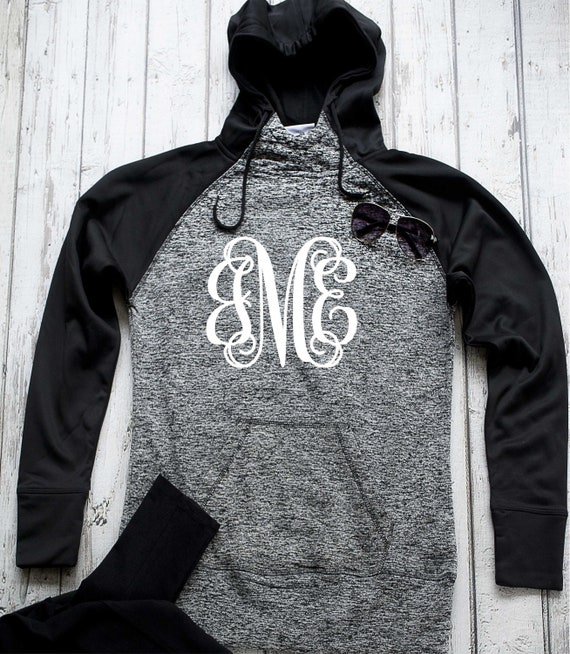 Cute Womens Monogram Pullover Hooded Sweatshirt Monogrammed Thumb