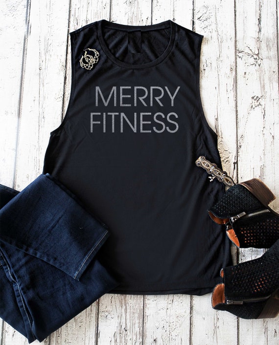 Merry Fitness Shirt / Christmas Workout Shirt / Cute gym shirt / holiday party outfit / personal trainer shirts / custom workout tank top