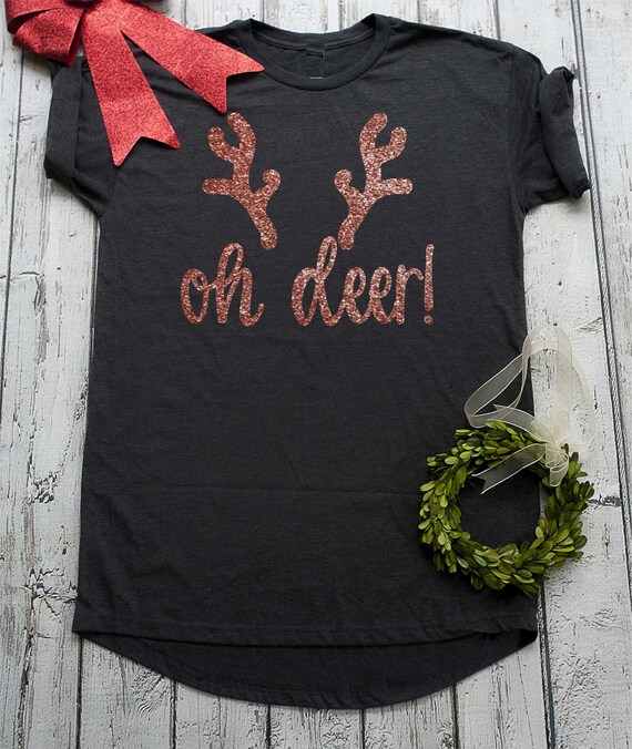 oh deer rosegold pajamas - cute pajamas womens - personalized sleep shirt - Christmas pajamas - soft, nightgown for christmas - family pj's