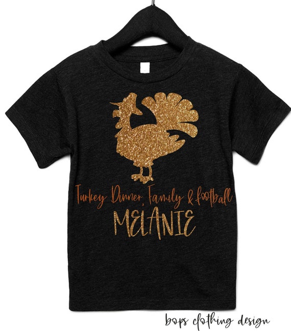 Thanksgiving Shirt for girls , Glitter Turkey Shirt , Name shirt , Custom Girls T-shirt,  Customized glitter Thanksgiving shirt, youth shirt