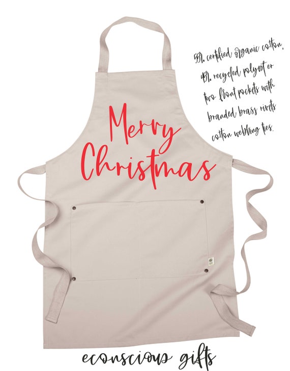 Pretty Merry Christmas cross apron , holiday apron with sayings , Christmas gift for a cook, loves to cook , cute Christian gift