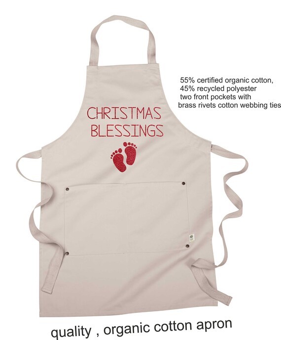 Christmas Blessings Announcement, Maternity Christmas Gift, Wedding Apron, Holiday Apron, cute maternity apron, mom to be gifts, pregnant