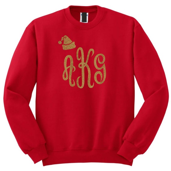 Christmas monogrammed sweatshirt , womens mongram long sleeve shirt , cute monogrammed tops , custom sweatshirts, christmas shirts for women