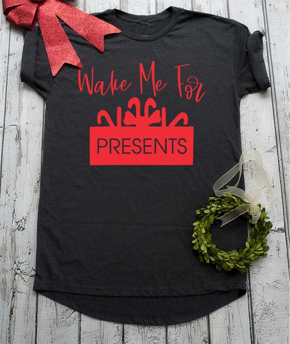 Christmas Pjs , Wake me for presents shirt , cute pajamas t-shirt , holiday pajamas adult , matching pjs , christmas holiday nightgown