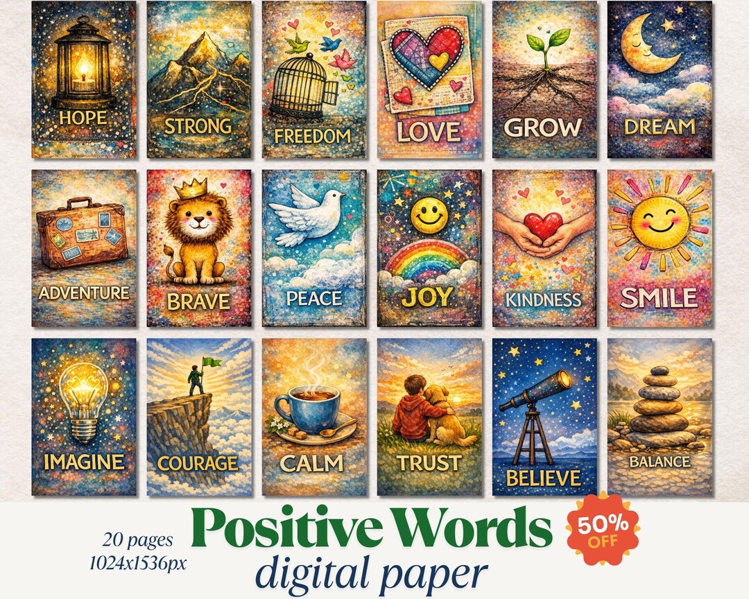 Inspirational Words Collage Sheet – Positive Affirmations, Junk Journal ...
