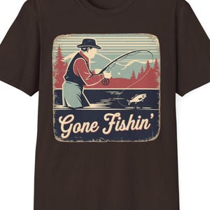 Vintage Gone Fishin&#39; T-Shirt, Fisherman Gift, Retro Fishing Tee, Outdoor Apparel, Nature Lover&#39;s Shirt, Father&#39;s Day Gift, Dad Gift, For Him