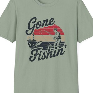 Gone Fishin&#39; T-Shirt, Retro Fishing Shirt, Outdoor Adventures, Casual Wear, Gift for Dad. Gifts For Men, Man Gift, Fisherman Gift