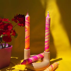 Velas de mármol - Juego de 3 velas coloridas y elegantes, hechas a mano. Velas cónicas, velas de boda, velas para la cena, velas decorativas.