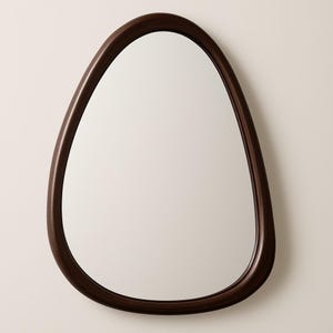 Irregular Wooden Wall Mirror, 15x10 Inches