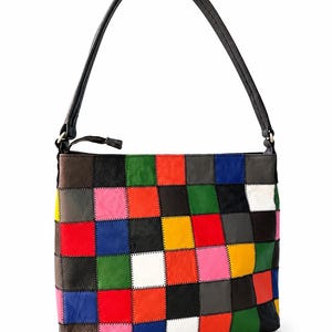Torba skórzana patchworkowa | kolorowa torba na ramię | Torby w stylu western