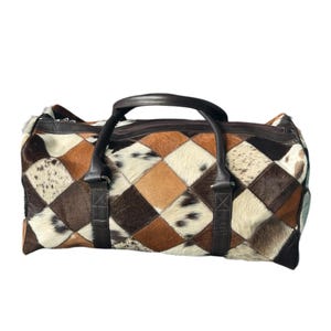 Rustic brown leather Duffle bag| Cowhide travel bag| Gym & Travel duffle bag| Cowhide duffle bag| Chic cowhide leather duffle bag