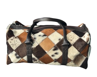 Handmade Cowhide Duffle Bag | Western style  gym & Travel Bags | Hair on leather duffles
