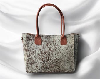 Real Cowhide Tote Bag | Rustic Hair on Leather Handbag | western style bags