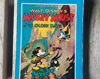 Vintage Walt Disney Mickey Mouse “Ye Olden Days” Memo Notebook | Unused Disneyana Spiral Notepad | Retro Disney Ephemera Collectible