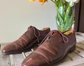 Vintage Berluti Paris Wholecut Derby Shoes Venezia Leather Tobacco Patina Archive Designer Menswear