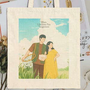 Kdrama Tote Bag When Life Gives You Tangerines Korean Drama Lover Gift Eco Friendly Cotton Shopper Bag