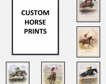 Custom Horse Prints, Grand National Winner Prints, Cheltenham Horse Prints, Watercolour Horse Racing Print, A1/A2/A3/A4/A5