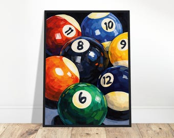 Billiards Print, Pool Balls Print, Games Room Decor, Man Cave Decor, Bar Print A1/A2/A3/A4/A5