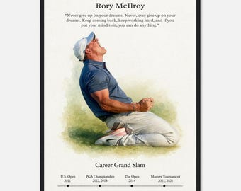 Rory McIlroy Poster, Masters 2026 Print, Rory Career Grand Slam Celebration, Golf Course Prints, Golf Art, Popular Print A1/A2/A3/A4/A5