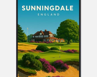 Sunningdale Golf Print, England Golf Print, Travel, Golf Course Prints, Golf Art, Golf Gift , Popular Print A1/A2/A3/A4/A5