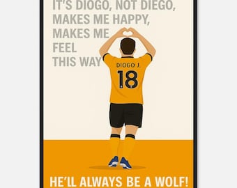 Diogo Jota Print, Jota Chant Poster, Wolves Poster, Football Stadium Prints, Football Art, Soccer Gift , Popular Print A1/A2/A3/A4/A5