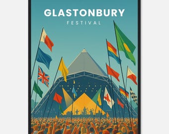 Glastonbury Festival Print, Music Festival Print, Travel Poster, Birthday Gift, Popular Print A1/A2/A3/A4/A5