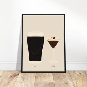 Lámina de cerveza negra irlandesa y espresso martini, póster para él y para ella, láminas de bebidas alcohólicas, cócteles, lámina Split the G, regalo de inauguración de casa A1/A2/A3/A4/A5