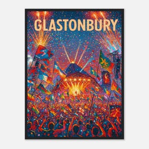 Glastonbury Festival Print, Music Festival Print, Travel Poster