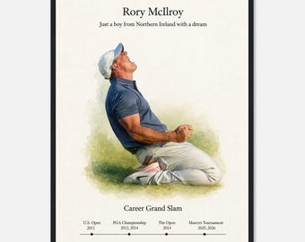 Rory McIlroy Masters 2026 Print, Rory Career Grand Slam Celebration, Golf Course Prints, Golf Art, Golf Gift , Popular Print A1/A2/A3/A4/A5